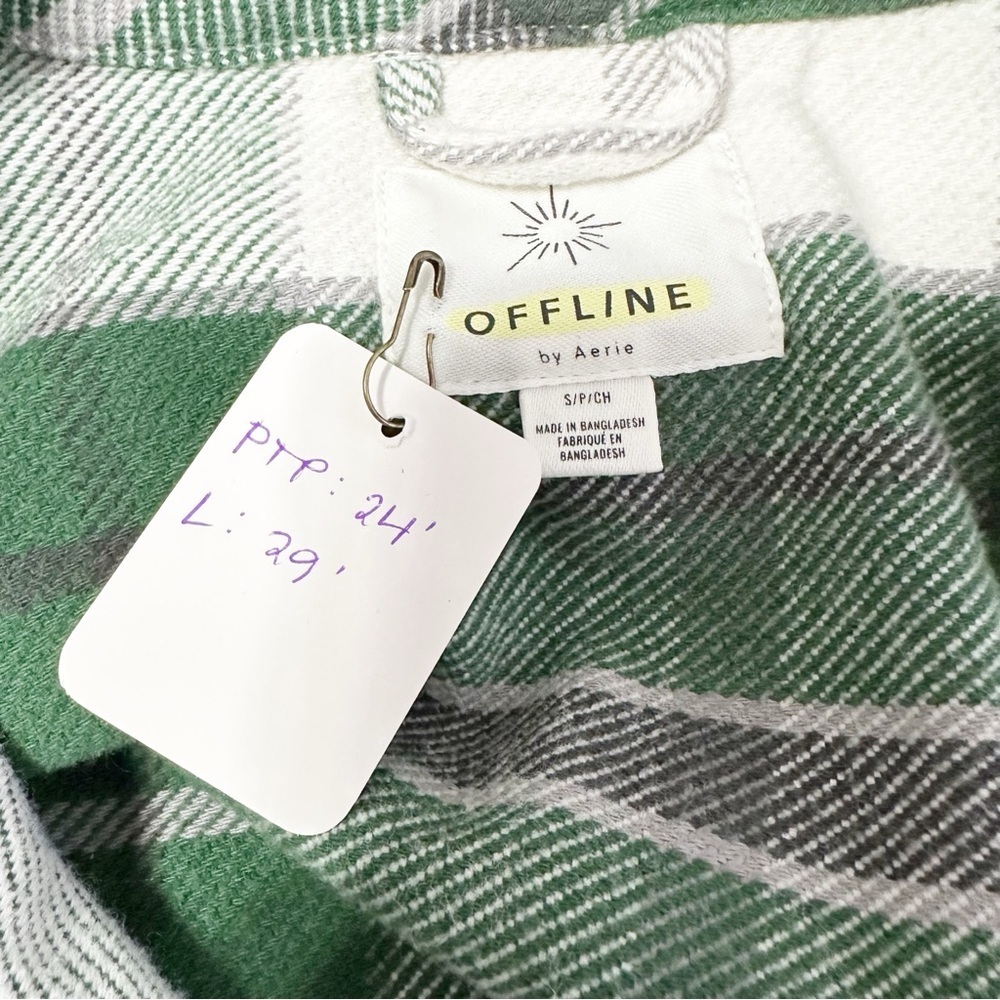Aerie Offline Green Plaid Flannel Women's Shirt Jacket S - Picture 9 of 9